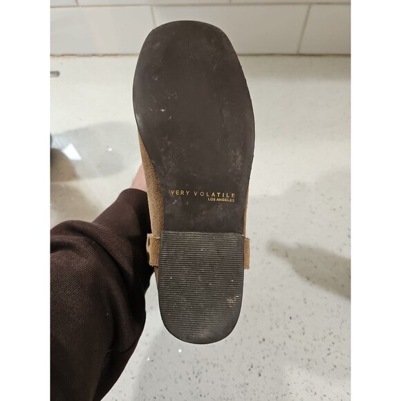 Very Volatile Boots Womens 8.5 Harness Strap Slip On Suede Wood Heel BoHo Casual - Picture 6 of 16